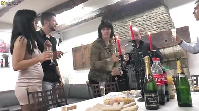 Four horny French ladies fuck their lovers in hot group sex party