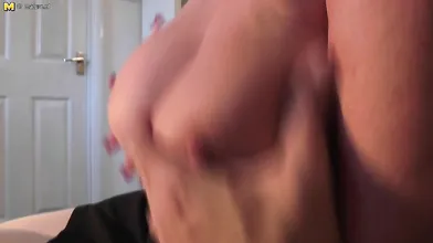 Horny mature Amy gives a blowjob in POV style