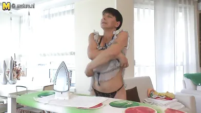Naughty housewife getting hot during her work
