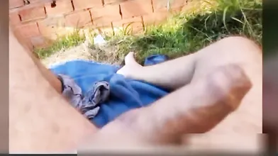 Naked man on construction site dreams of a line of people to suck him off