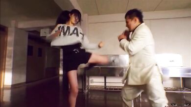 Japanese Beautiful Fighter ASIAN BALLBUSTING Kick In The Balls - Asian Delight